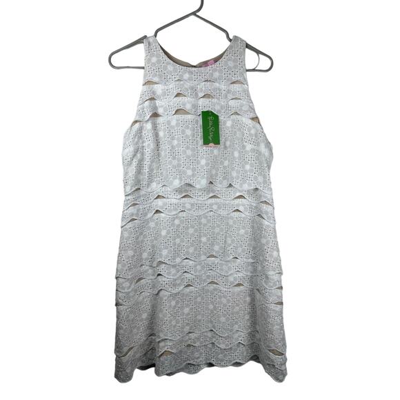 NWT Lilly Pulitzer White Brenton Dress Size 10 White Eyelet Beach Summer - Picture 2 of 8